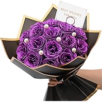 「輝」グリッターローズバスケット誕生日・感謝・結婚式 Amazon｜グリッター付きホワイトローズブーケ卒業式、グリッター